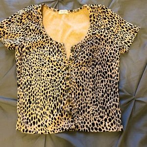 Pacsun cheetah print button up crop top
